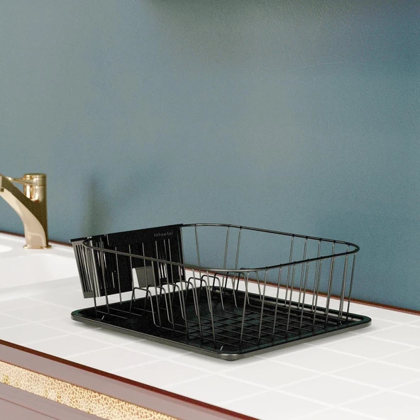 TEKNOTEL TEK KATLI BULAŞIKLIK TABAKLIK MAT SİYAH KB084 - 2