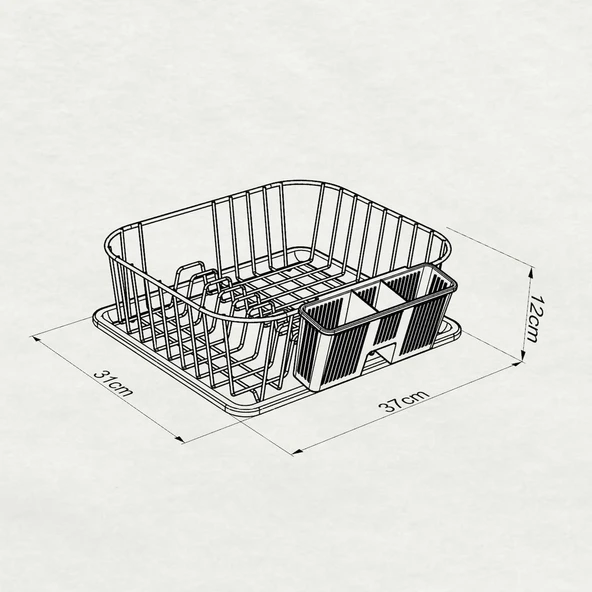TEKNOTEL TEK KATLI BULAŞIKLIK TABAKLIK MAT SİYAH KB084 - 3