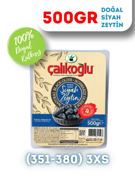 Çalıkoğlu Doğal Gemlik Siyah Zeytin 500 gr (351-380) 3XS