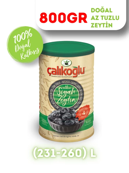 Çalıkoğlu Doğal Gemlik Özel Özel Siyah Zeytin (Az Tuzlu) 800 gr (231-260) L