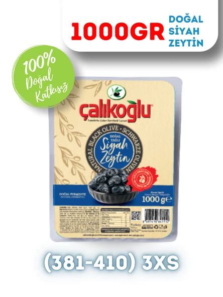 Çalıkoğlu Doğal Gemlik Siyah Zeytin 1000 gr (381-410) 3XS