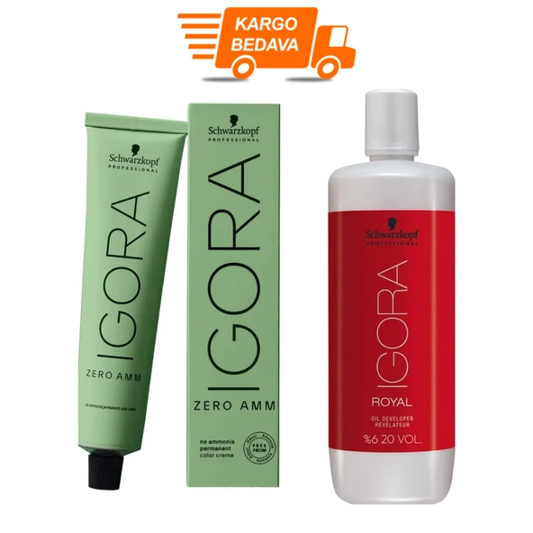 5 ADET Igora Zero Amm 9-0 Saç Boyası + 1L Oksidan - %100 Doğal Amonyaksız- %100 Beyaz Kapama- Ücretsiz Kargo