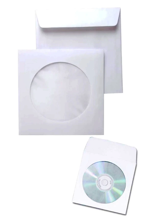 CD Zarfı Pencereli CD / DVD  Zarf Beyaz Zarf - 10 Adet