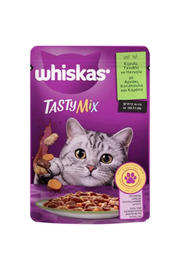 Whiskas Tasty Mix Kuzulu & Havuçlu Yaş Mama 85 Gr