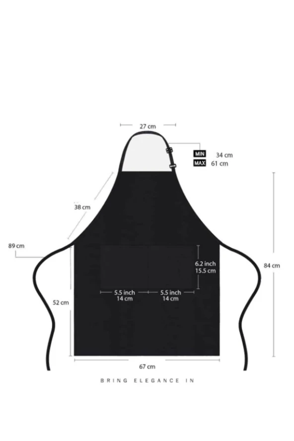 Unisex Extra Uzun Bağcıklı Mutfak Önlüğü Sıvı Geçirmez %100 Polyester Önlük - Resim 3