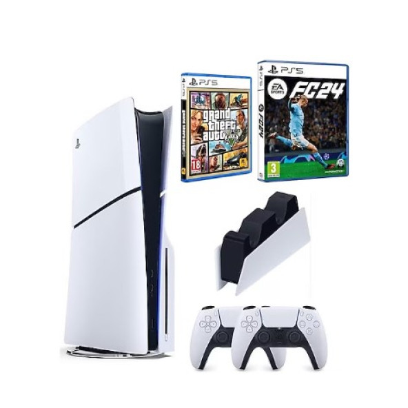 Sony Playstation 5 Slim + 2.Dualsense + Şarj İstasyonu + Fifa Fc 24 + Gta 5