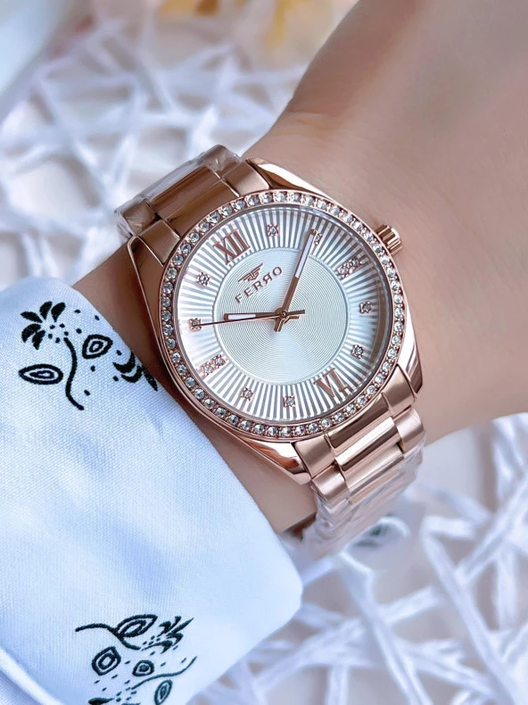 Ferro Rose Gold Renk 3 Atm Suya Dayanıklı Çelik Kordon Özel Tasarım Kadın Kol Saati BFL21263AWT-C ürün görseli
