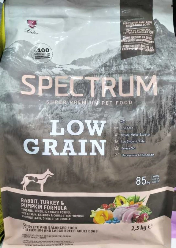 Spectrum Az Tahıllı Tavşan, Hindi ve Balkabaklı Orta Irk Yetişkin Köpek Maması 2.5kg