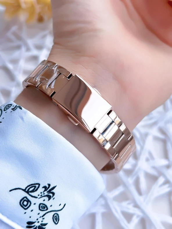 Ferro Rose Gold Renk 3 Atm Suya Dayanıklı Çelik Kordon Özel Tasarım Kadın Kol Saati BF2994AWT - Resim 3