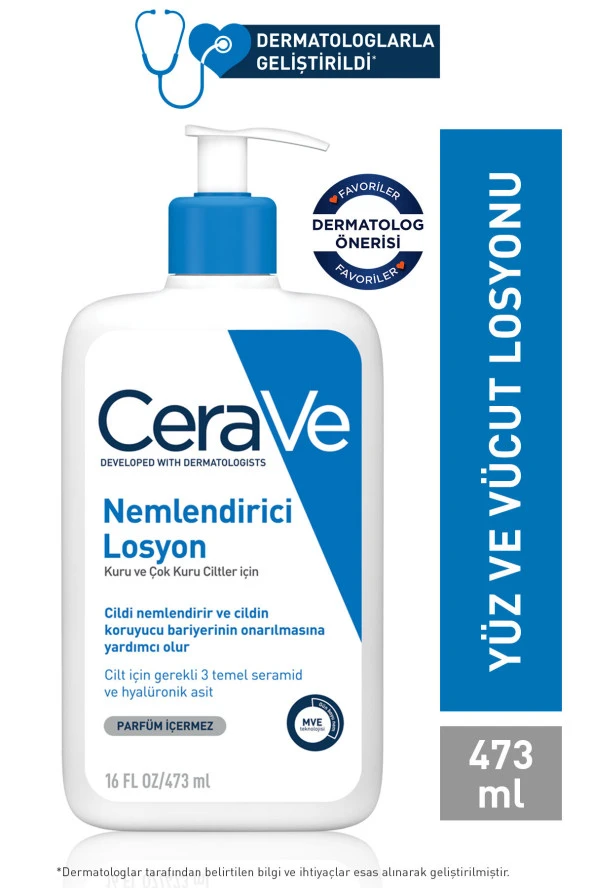 CeraVe Nemlendirici Losyon Kuru Ciltler Seramid Ve Hyalüronik Asit Içerikli Yüz Vücut 473ml