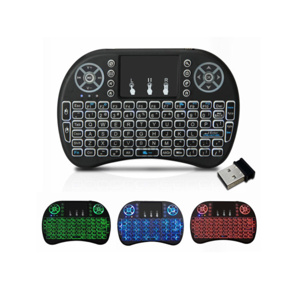 Yeni Nesil Işıklı Kablosuz Mini Klavye Ev Ofis İçin  Tv Televizyon Ps3  Uyumlu Dokunmatik Mouse