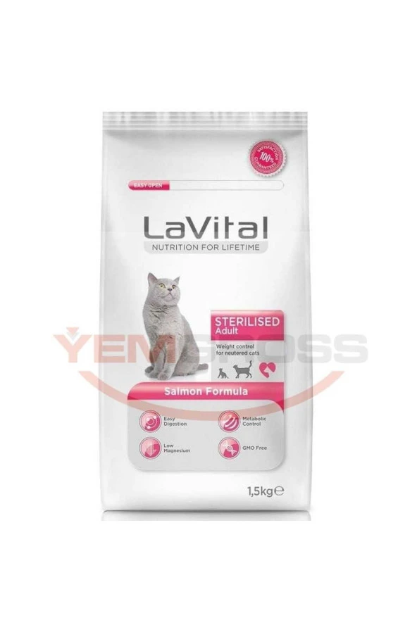 Lavital Sterilised Somon Balıklı Kısırlaştırılmış Kuru Kedi Maması 1.5 Kg