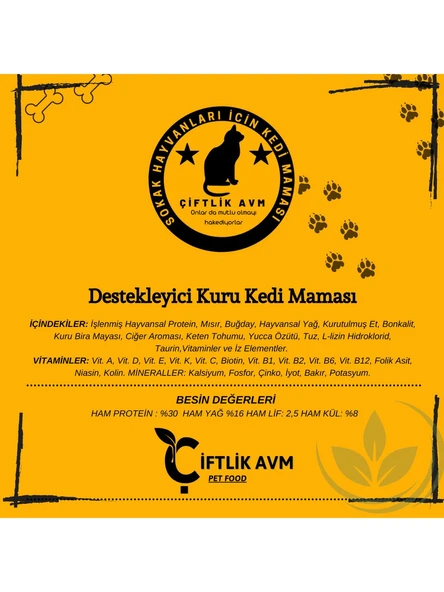 Sokak hayvanları için Tavuk Etli Yetişkin Kedi Maması 1kg - Resim 2