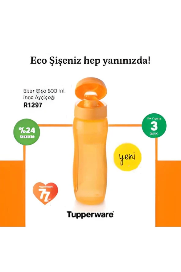 Tupperware 500 ml Exo Turuncu Şişe ürün görseli 1