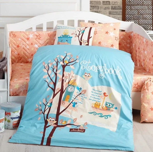 Hobby Dream Clock Mavi Poplin Bebek Nevresim Takımı