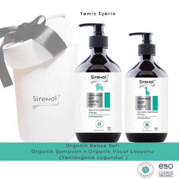 Sirenol Organik 2'li Bebek Bakım Seti - ( Şampuan +Vücut Losyonu ) 400 mL / 250 mL