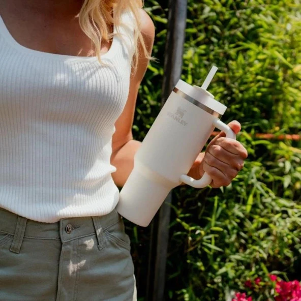 Stanley Quencher Pipetli Termos Bardak 1.18 Lt Pudra - Resim 4