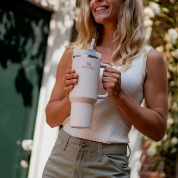 Stanley Quencher Pipetli Termos Bardak 1.18 Lt Pudra - Resim 5