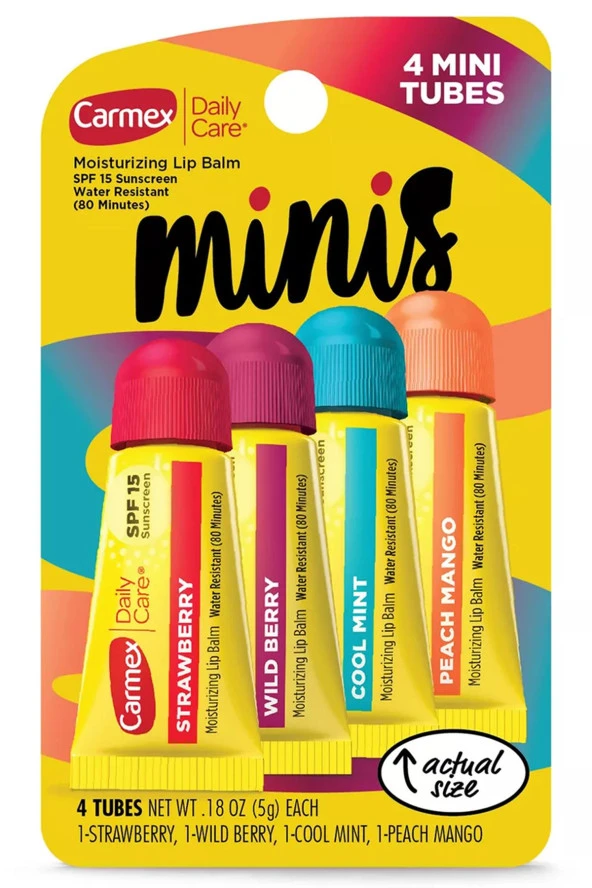 Carmex Minis SPF15 Dudak Balsamı Çeşit Paketi 4 Adet