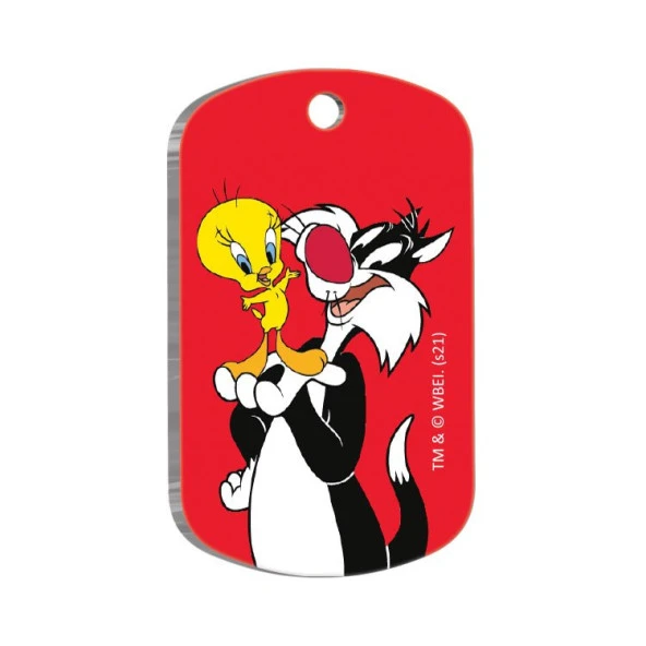 Sylvester & Tweety Asker Şekilli Kedi ve Köpek Künyesi Large 2,9 x 5 cm
