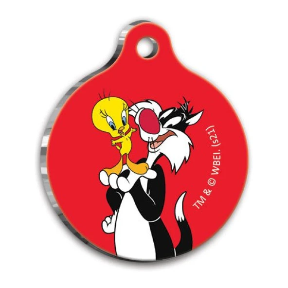 Sylvester & Tweety Yuvarlak Kedi ve Köpek Künyesi Small 2,5 cm ürün görseli 1