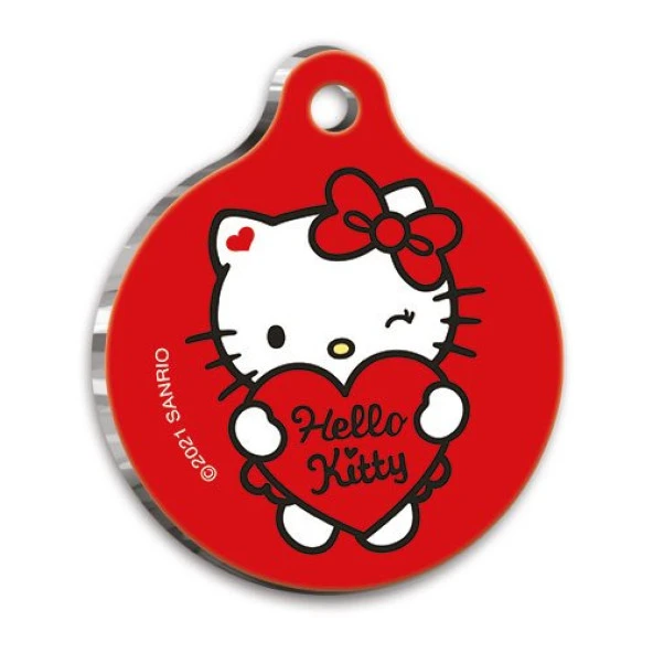 Hello Kitty Yuvarlak Kedi ve Köpek Künyesi Small 2,5 cm - 1