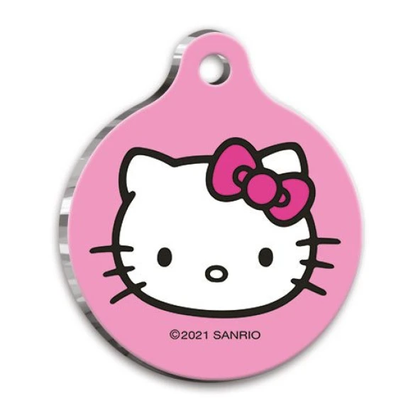 Hello Kitty Yuvarlak Kedi ve Köpek Künyesi Medium 3 cm ürün görseli 1