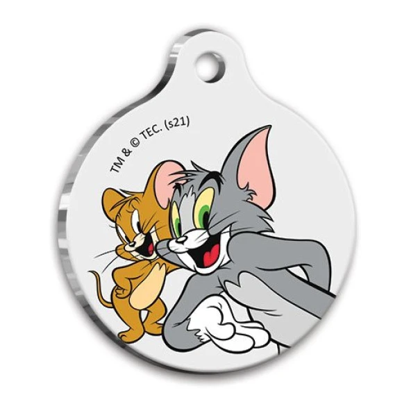 Tom & Jerry Yuvarlak Kedi ve Köpek Künyesi Large 3,8 cm