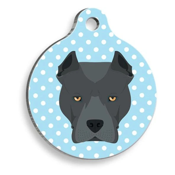Mavi Puantiyeli Cane Corso Yuvarlak Köpek Künyesi Small 2,5 cm - 1
