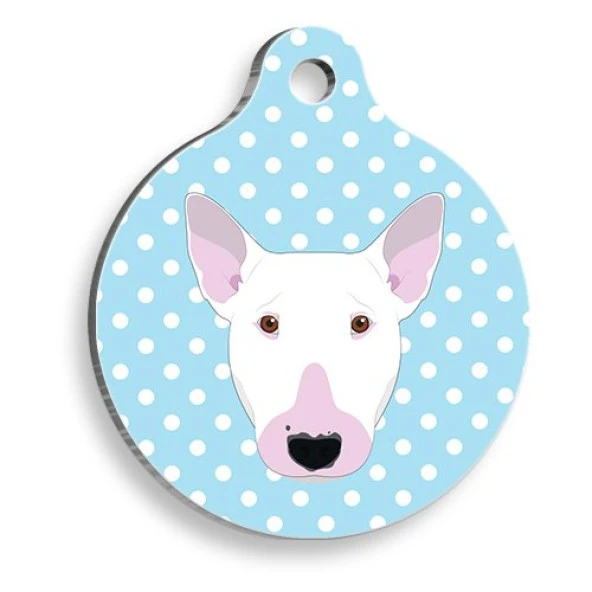 Mavi Puantiyeli Bull Terrier Yuvarlak Köpek Künyesi Medium 3 cm ürün görseli 1