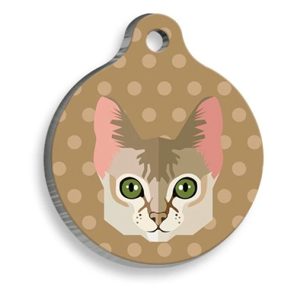 Singapura Kedisi Yuvarlak Kedi Künyesi Large 3,8 cm ürün görseli 1