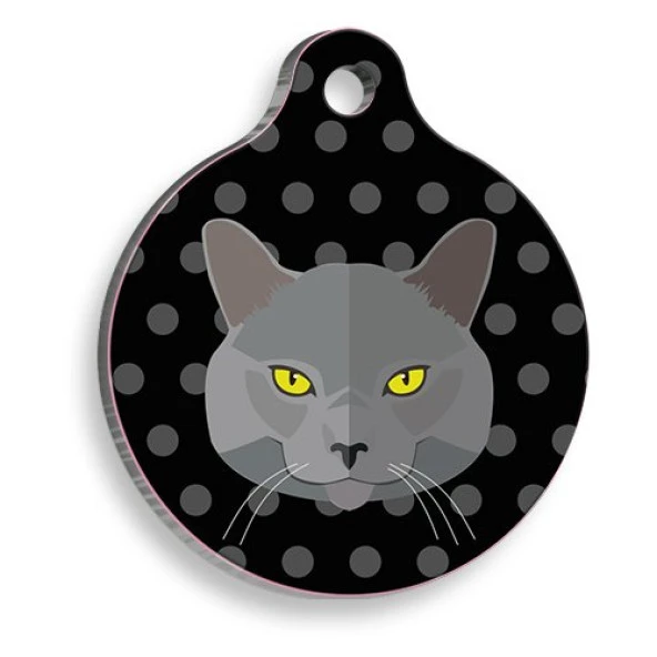 Russian Blue Yuvarlak Kedi Künyesi Medium 3 cm - 1