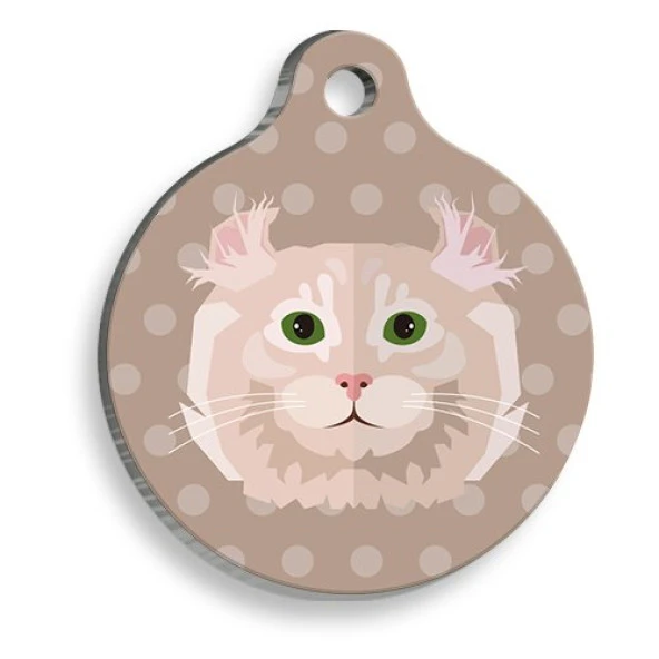 American Curl Yuvarlak Kedi Künyesi Large 3,8 cm ürün görseli 1