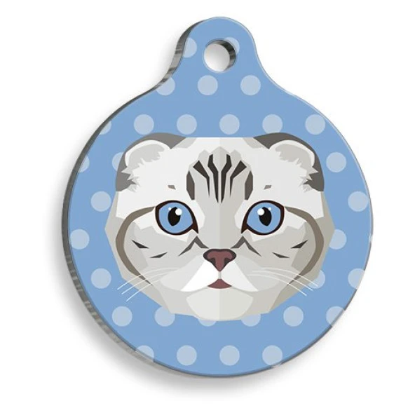 Scottish Fold Yuvarlak Kedi Künyesi Large 3,8 cm ürün görseli 1