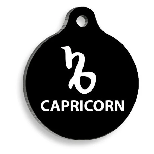 Siyah Renk Oğlak Burcu Yuvarlak Kedi ve Köpek Künyesi ürün görseli 1