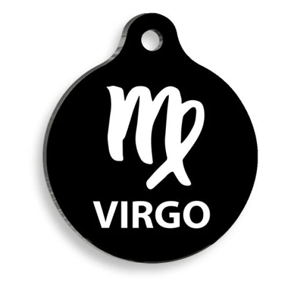 Siyah Renk Başak Burcu Yuvarlak Kedi ve Köpek Künyesi ürün görseli 1