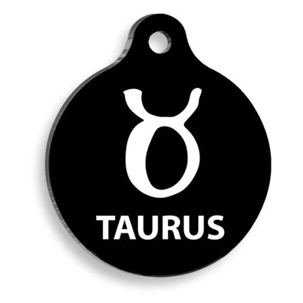 Siyah Renk Boğa Burcu Yuvarlak Kedi ve Köpek Künyesi Large 2,9 x 5 cm ürün görseli 1