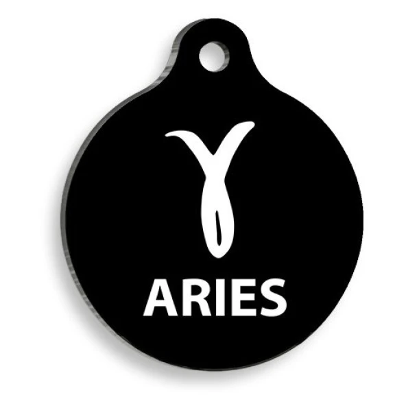 Siyah Renk Koç Burcu Yuvarlak Kedi ve Köpek Künyesi Large 2,9 x 5 cm ürün görseli 1