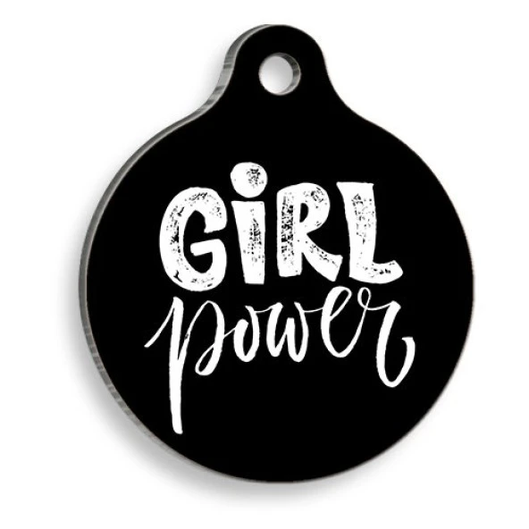 Girl Power Yuvarlak Kedi ve Köpek Künyesi Medium 3 cm ürün görseli 1
