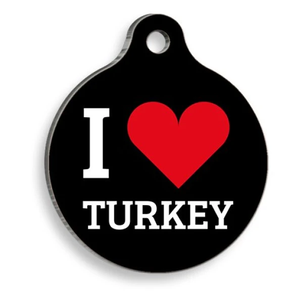 I Love Turkey Yuvarlak Kedi ve Köpek Künyesi Medium 3 cm ürün görseli 1