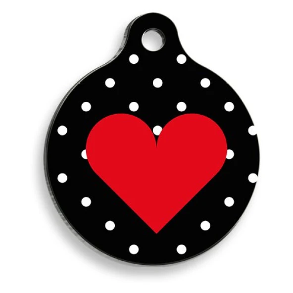 Kırmızı Kalp Yuvarlak Şekilli Kedi ve Köpek Künyesi Medium 2,6 x 3,8 cm ürün görseli 1