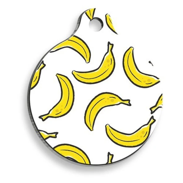 Muz Desenli Yuvarlak Şekilli Kedi ve Köpek Künyesi ürün görseli 1