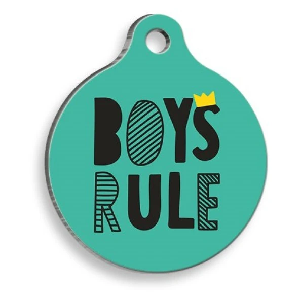 Boys Rule Yuvarlak Şekilli Kedi ve Köpek Künyesi Small 2,1 x 3,1 cm ürün görseli 1