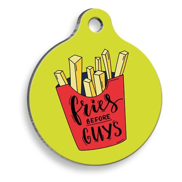 Patates Kızartması Yuvarlak Şekilli Kedi ve Köpek Künyesi XLarge 3,3 x 5 cm ürün görseli 1