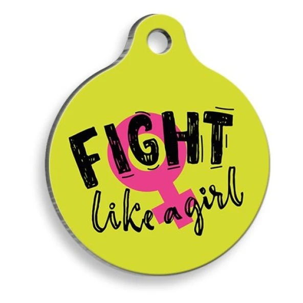 Fight Like A Girl Yuvarlak Şekilli Kedi ve Köpek Künyesi Medium 2,6 x 3,8 cm ürün görseli 1