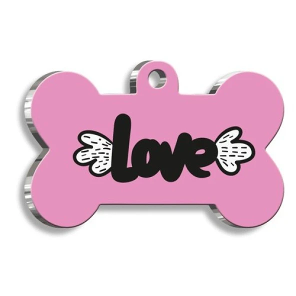 Uçan Aşk Kemik Şekilli Köpek Künyesi Small 2,1 x 3,1 cm ürün görseli 1