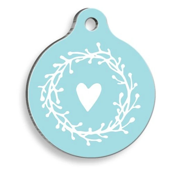 Çerçeveli Kalp Yuvarlak Kedi ve Köpek Künyesi Small 2,5 cm ürün görseli 1