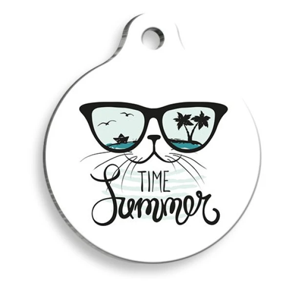 Yaz Zamanı Yuvarlak Kedi Künyesi Large 3,8 cm ürün görseli 1