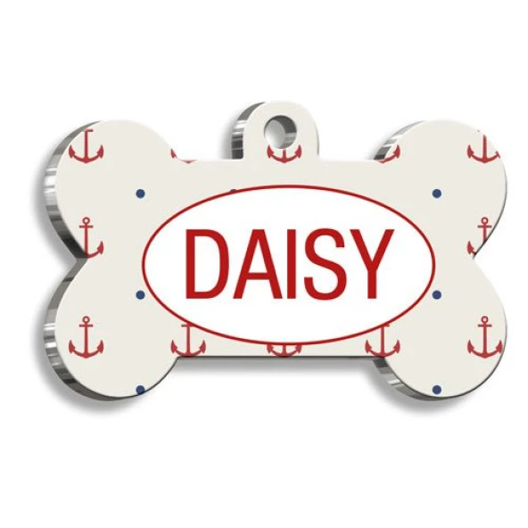 Çapa Desenli Kedi Köpek Künyesi Small 2,1 x 3,1 cm - 1