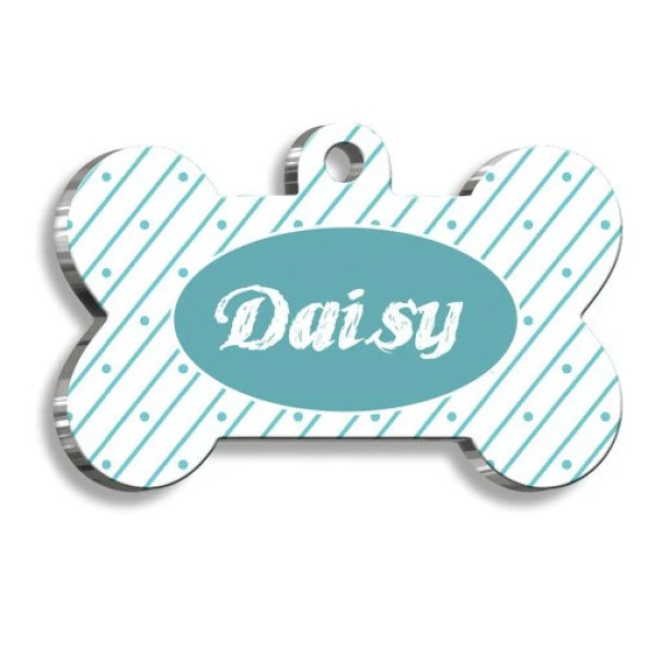 Mavi Çizgili ve Noktalı Kedi Köpek Künyesi ürün görseli 1